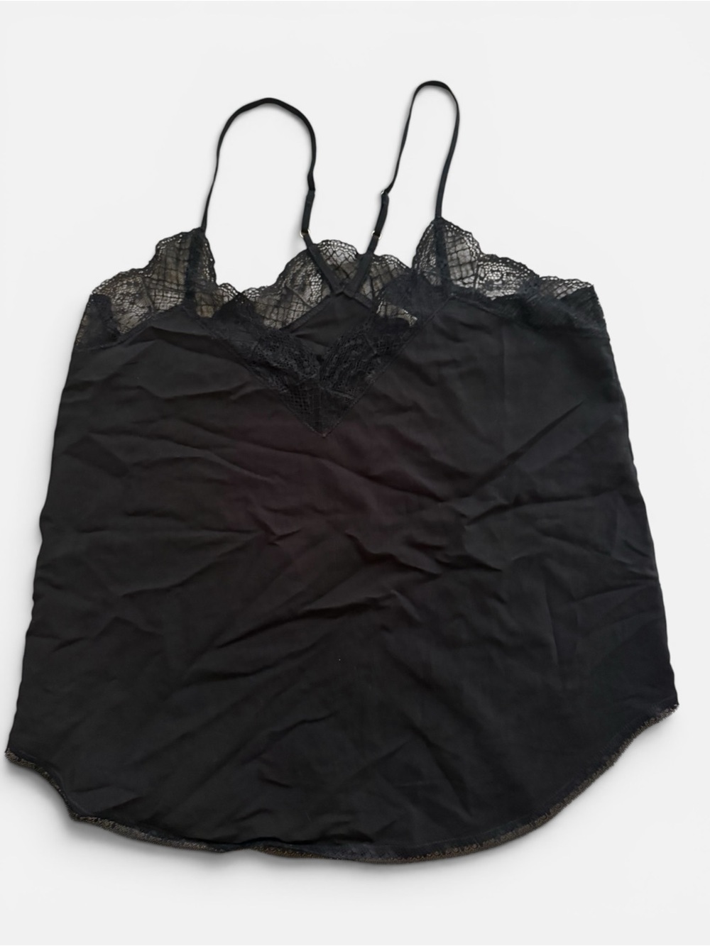 Love Stitch Black Lace Trim Cami Tank Top